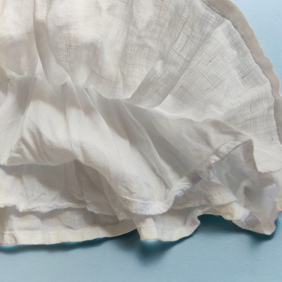 Faithfull the Brand Savita Smocked Linen Puff Sleeve Open Back Top White Small - Picture 9 of 14